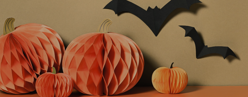 Pumpkins and bats illustrating whether Christians should decorate for Halloween